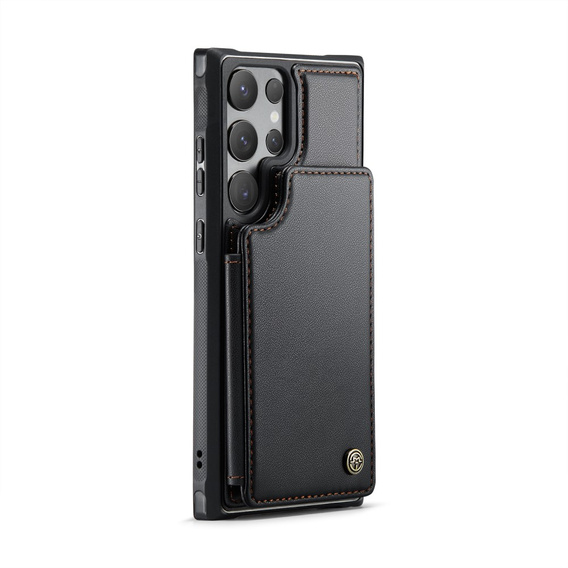 CASEME flip case για Samsung Galaxy S25 Ultra, Litchi Wallet, μαύρη