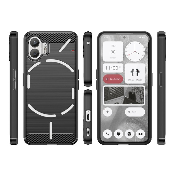 Θήκη για Nothing Phone 2, Carbon, μαύρη
