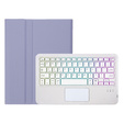Θήκη με φωτιζόμενο πληκτρολόγιο bluetooth touchpad για iPad 10.9" 2022 (10 gen.), μωβ