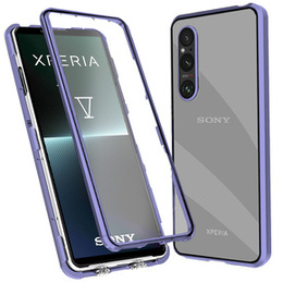 θήκη για το Sony Xperia 1 V, Magnetic Dual Glass, μωβ