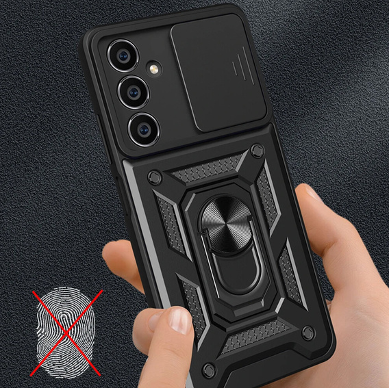 Θωρακισμένη θήκη για Samsung Galaxy S23 FE, θωρακισμένο Slide Ring, μαύρο + γυαλί 9H