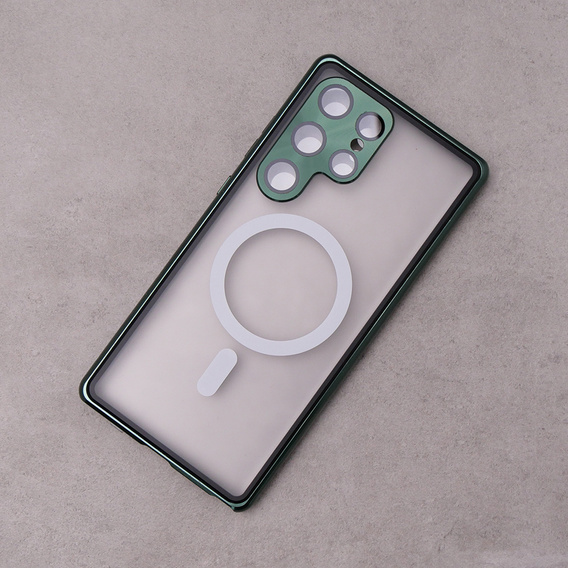 Μαγνητική θήκη MagSafe Dual Glass για Samsung Galaxy S23 Ultra, πράσινη