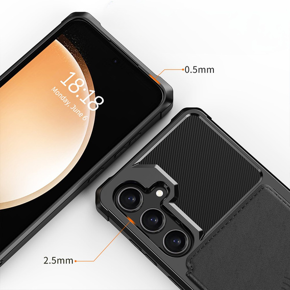 Θήκη για Samsung Galaxy A55 5G, Card Holder Kickstand, μαύρη