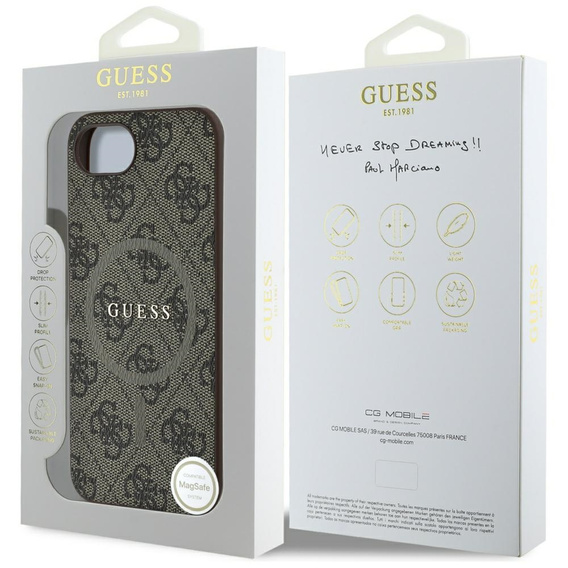 GUESS Θήκη για iPhone 16E, 4G Ring Classic Logo, καφέ