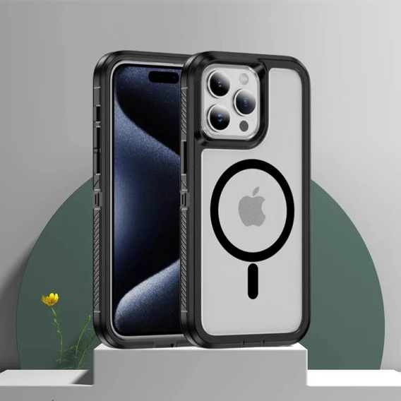 Θήκη με πλαίσιο για iPhone 13 Pro Max, για MagSafe, διαφανής / μαύρη