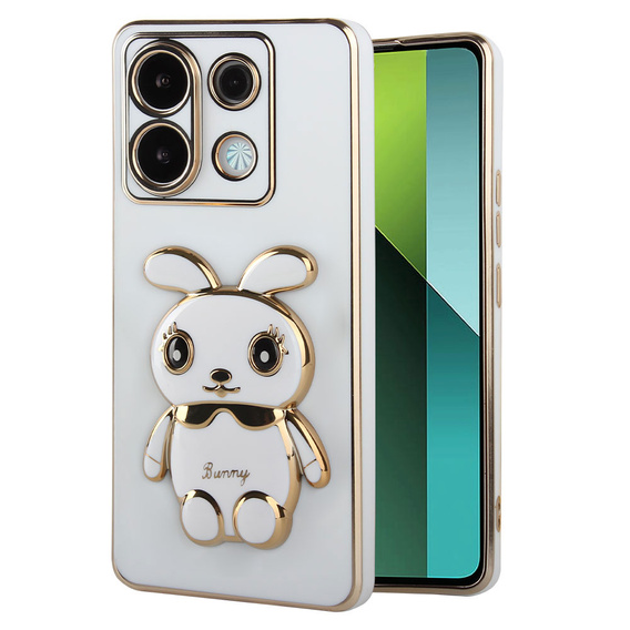 Θήκη για Xiaomi Redmi Note 13 Pro 5G, Rabbit, λευκή + μετριασμένο γυαλί 9H