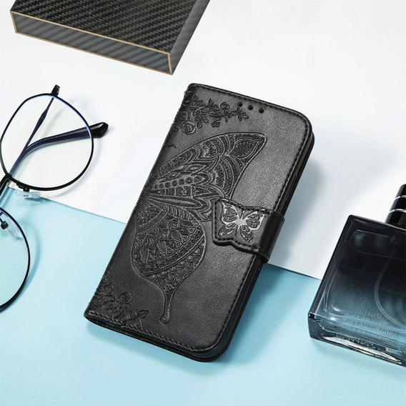 Θήκη με πτερύγιο για Motorola Moto G15 / Motorola Moto G15 Power, Butterfly, μαύρη