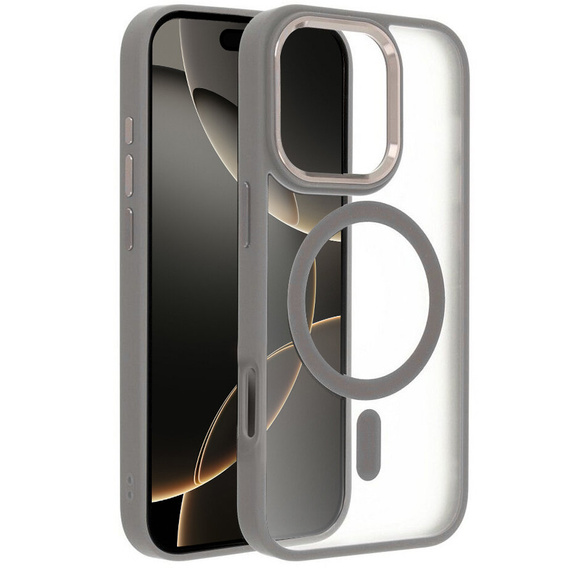 Θήκη για iPhone 16 Pro Max, για MagSafe, ERBORD Μatt Case, διαφανές / τιτάνιο + Γυαλί οθόνης