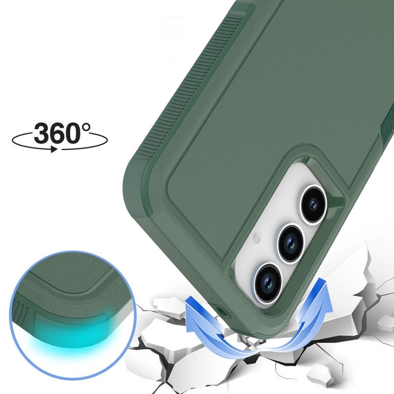 Θωρακισμένη θήκη για Samsung Galaxy A55 5G, Dual Shockproof, σκούρα πράσινη