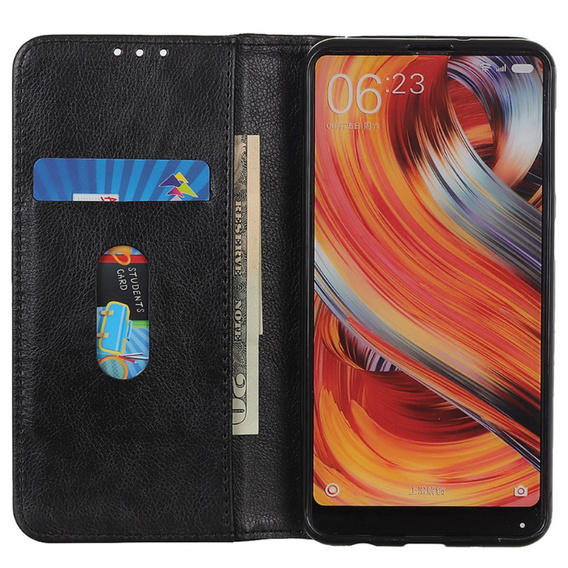 Θήκη για Samsung Galaxy S24, Wallet Litchi Leather, μαύρη