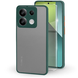 Θήκη σιλικόνης για Xiaomi Redmi Note 13 Pro 5G, με προστασία κάμερας, διαφανής / πράσινη + Tempered Glass 9H