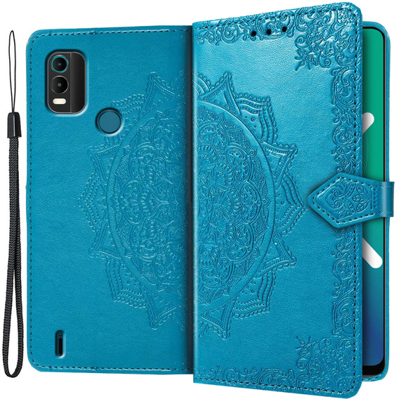 Θήκη με πτερύγιο για Nokia C21 Plus, Mandala, μπλε