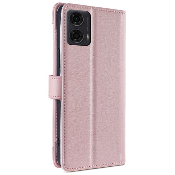 Θήκη με πτερύγιο για Motorola Moto G04 / G24 / G24 Power, Wallet Zipper Pocket, ροζ