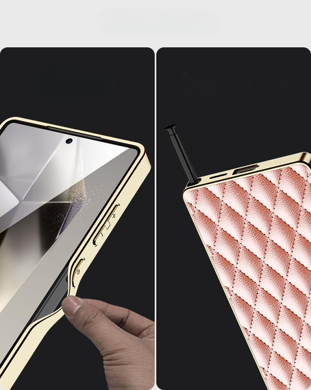 Θήκη για Samsung Galaxy S25 Ultra, Leather Rhombus, ροζ