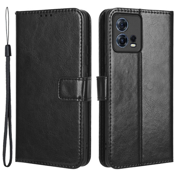 Θήκη με πτερύγιο για Motorola Edge 30 Fusion 5G, Crazy Horse Wallet, μαύρη