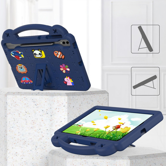 Παιδική θήκη για Samsung Galaxy Tab S9 FE+ Plus, Cute Patterns, με βάση, σκούρο μπλε