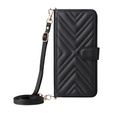Θήκη με πτερύγιο για Xiaomi Poco F7 Pro, Crossbody Leather Wallet, μαύρη