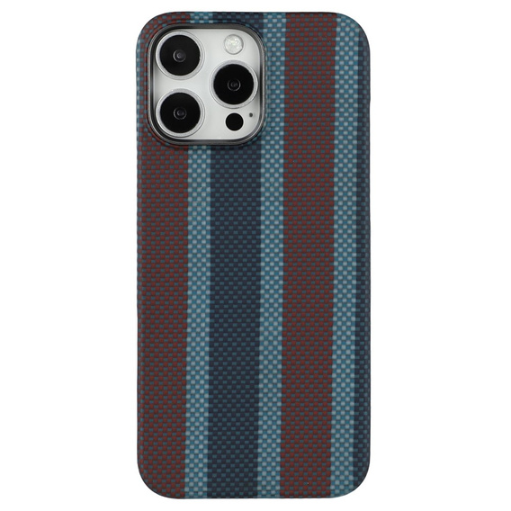 Θήκη για IPhone 16 Pro, Aramid Fiber Slim Case, για MagSafe, μπλε / κόκκινο