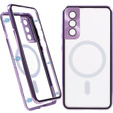 Μαγνητική θήκη MagSafe Dual Glass για Samsung Galaxy S22, μωβ