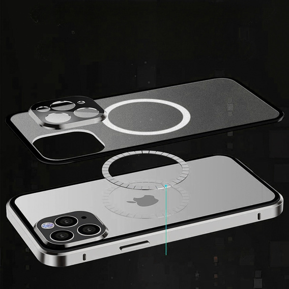 Μαγνητική θήκη MagSafe Dual Glass για iPhone 14 Pro Max, ασημένια