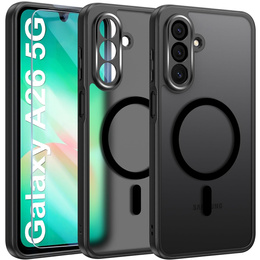 Θήκη για Samsung Galaxy A26, για MagSafe, ERBORD Μatt Case, μαύρη + Γυαλί οθόνης