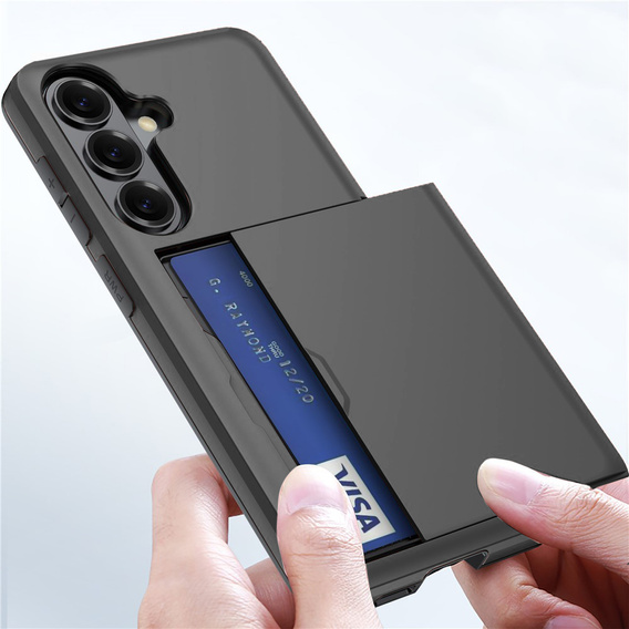 Θήκη με θήκη για κάρτες για Samsung Galaxy S26 Plus, μαύρη