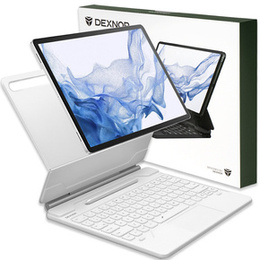 Θήκη πληκτρολογίου για Samsung Galaxy Tab S7+ / S7 FE / S9+ / S8+ / S9 FE+ / S10+, Dexnor Magnetic Keyboard Touchpad, λευκή