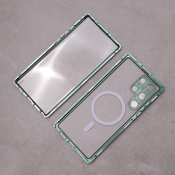 Μαγνητική θήκη MagSafe Dual Glass για Samsung Galaxy S23 Ultra, πράσινη