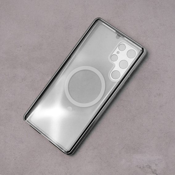 Μαγνητική θήκη MagSafe Dual Glass για Samsung Galaxy S23 Ultra, ασημένια
