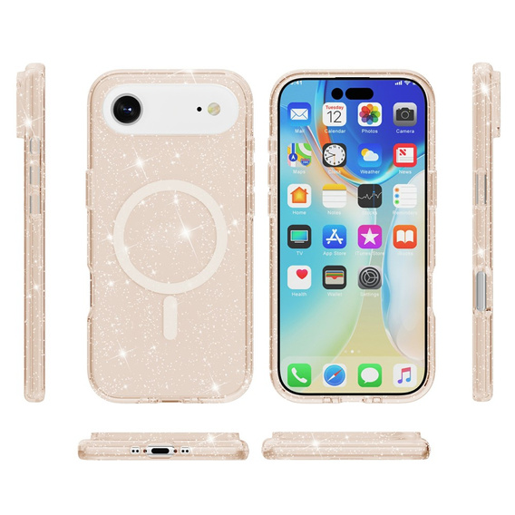 Θήκη για iPhone Air, για MagSafe, glitter, ημιδιαφανές χρυσό