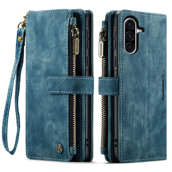 Η θήκη CASEME για Samsung Galaxy A56 5G, Leather Wallet Cash and Card Slots, με λουράκι, μπλε