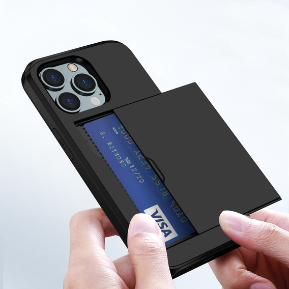 Θήκη για iPhone 15 Pro, Sliding Card Holder, μαύρη