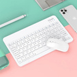 Das Set aus kabelloser Bluetooth Tastatur und Maus in Weiß