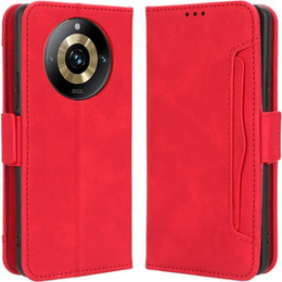 Θήκη με πτερύγιο για Realme 11 Pro 5G / Pro+ 5G, Card Slot, κόκκινη