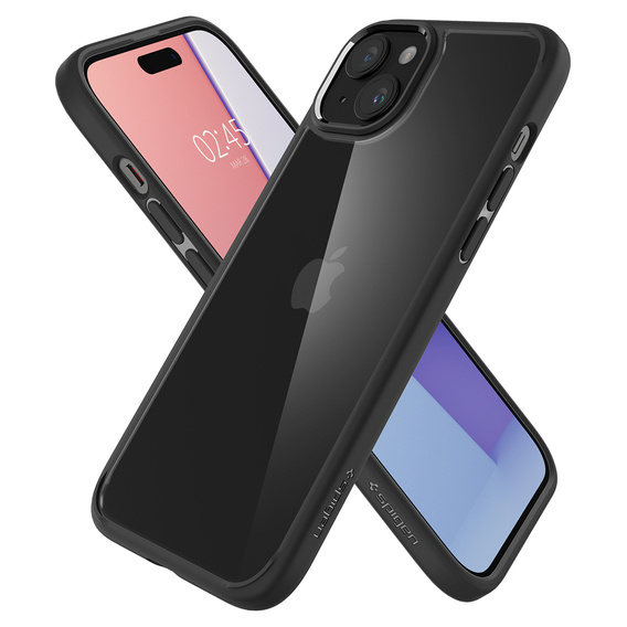 θήκη Spigen για iPhone 15, Ultra Hybrid, μαύρη + μετριασμένο γυαλί 9H