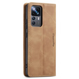 θήκη CASEME για Xiaomi 12T / 12T Pro, Leather Wallet Case, καφέ