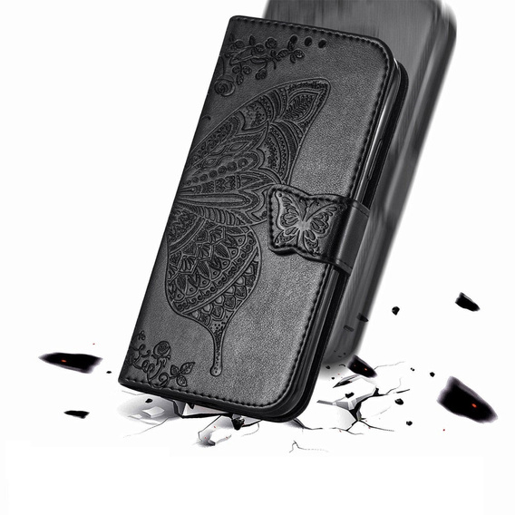 Θήκη με πτερύγιο για Samsung Galaxy M15 5G, Butterfly, μαύρη