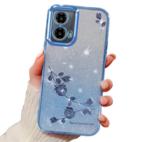 Θήκη για Motorola Moto G24 / G24 Power / G04, Glitter Flower, μπλε