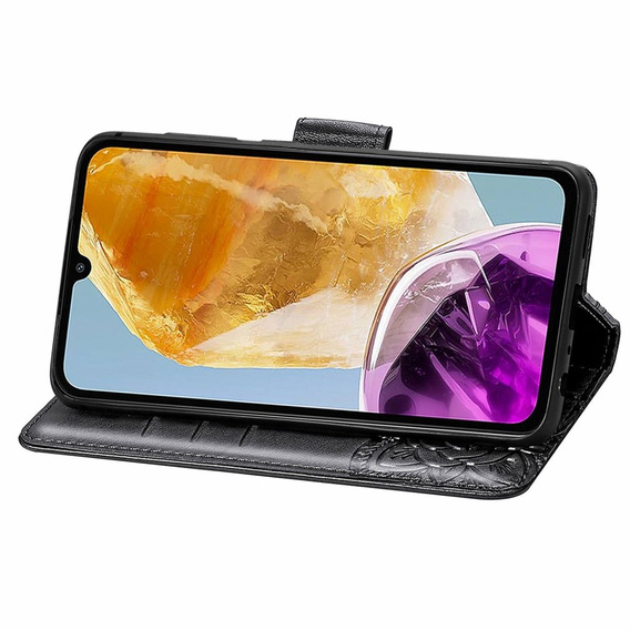Θήκη με πτερύγιο για Samsung Galaxy M15 5G, Butterfly, μαύρη