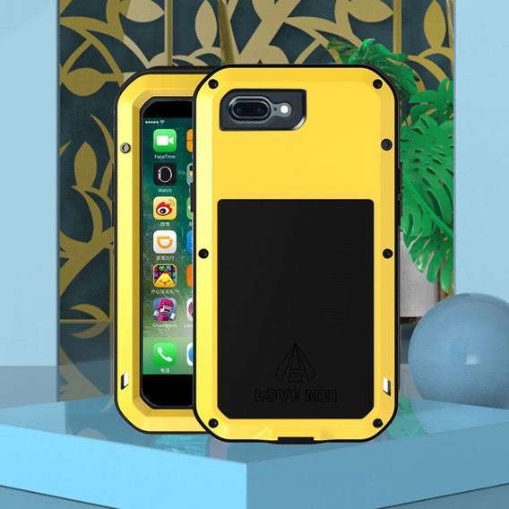 Love Mei Θήκη για iPhone 8 Plus/7 Plus, armored with glass, κίτρινη