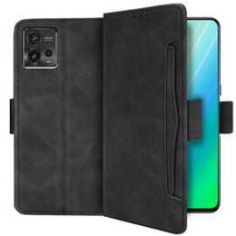 Θήκη με πτερύγιο για Motorola Moto G72 4G, Card Slot, μαύρη