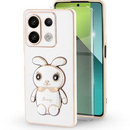 Θήκη για Xiaomi Redmi Note 13 Pro 5G, Rabbit, λευκή + μετριασμένο γυαλί 9H