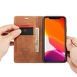θήκη CASEME για iPhone 11, Leather Wallet Case, καφέ