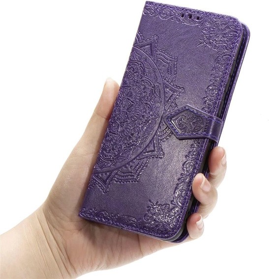 Θήκη με πτερύγιο για Samsung Galaxy M55 5G, Mandala, μωβ