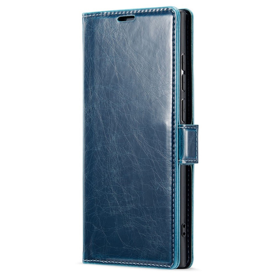 Θήκη με πτερύγιο για Samsung Galaxy S23 Ultra, ERBORD Waxy Wallet, μπλε
