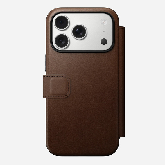 Θήκη Nomad για iPhone 17 Pro, Μοντέρνα δερμάτινη θήκη Folio, καφέ