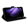 Θήκη με πτερύγιο για Oppo Reno 13 5G, Crossbody Leather Wallet, μαύρη