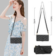 θήκη πτερύγιο για Samsung Galaxy S25 Edge, Rhombus Crossbody Leather, μαύρη