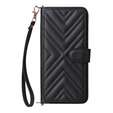 Θήκη με πτερύγιο για Xiaomi Poco F7 Pro, Crossbody Leather Wallet, μαύρη