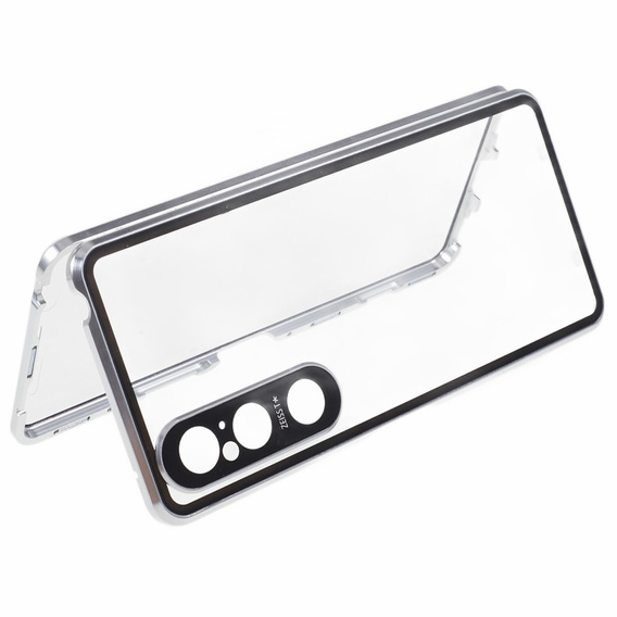 θήκη για το Sony Xperia 1 V, Magnetic Dual Glass, ασημένια